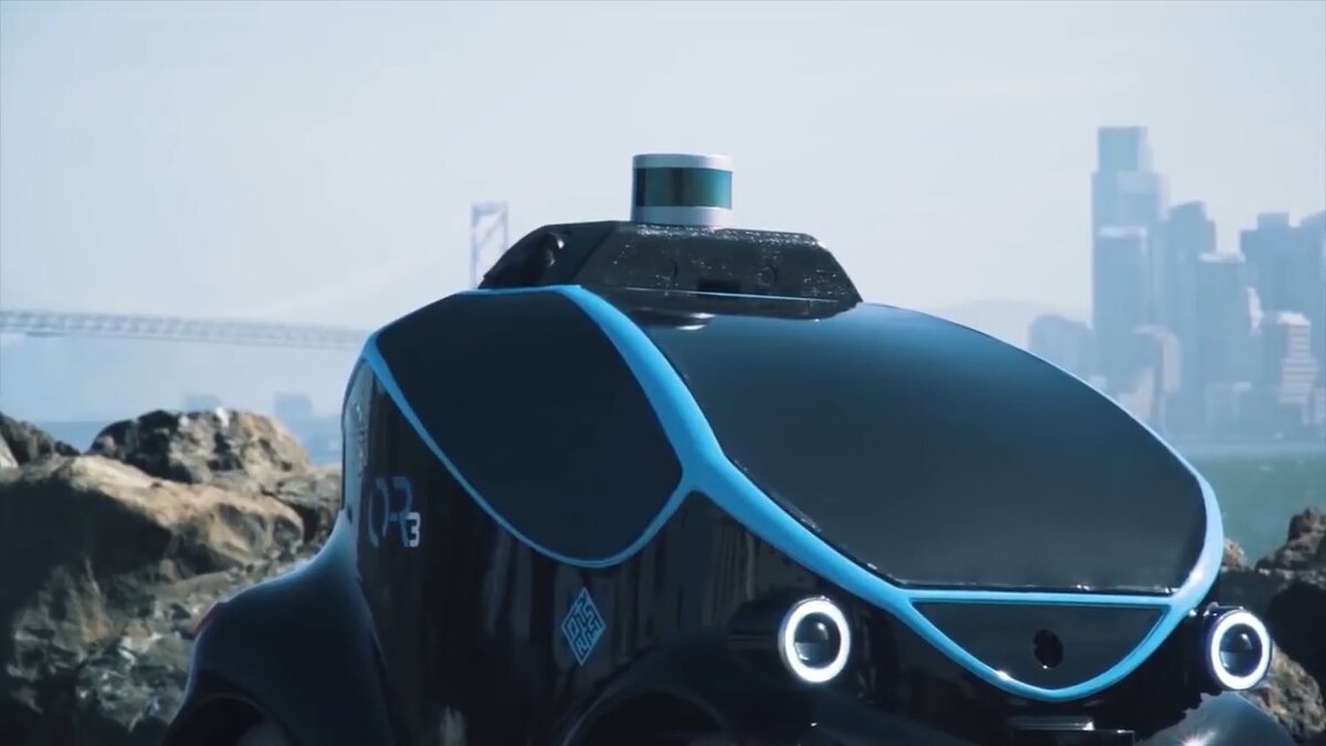 Автономный автомобиль O-R3 с дроном на борту. 