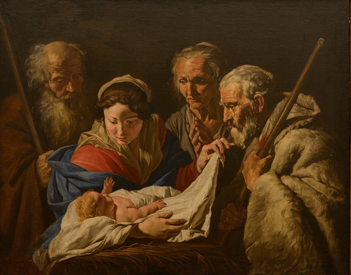 Матиас Стомер. Поклонение Младенцу