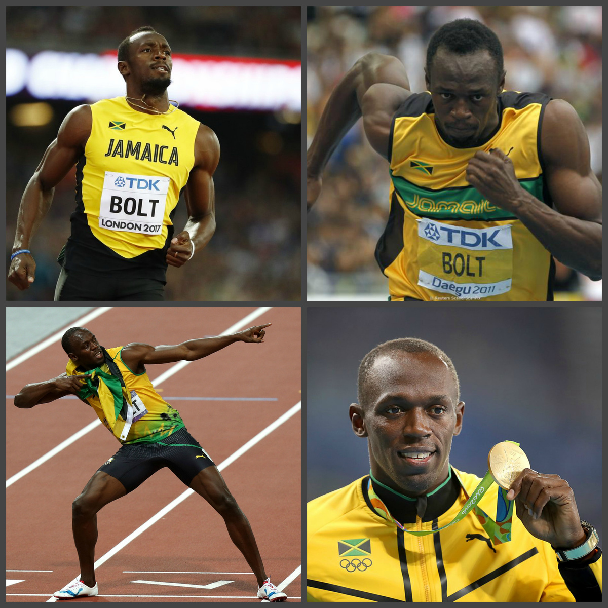 Усейн Болт пробегает 100 метров за 9,58 секунд. 