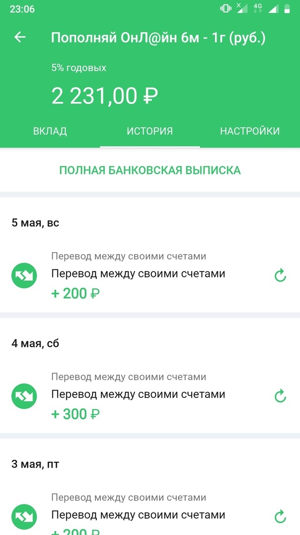 пополнение упало +200 рублей идем к цели дальше...