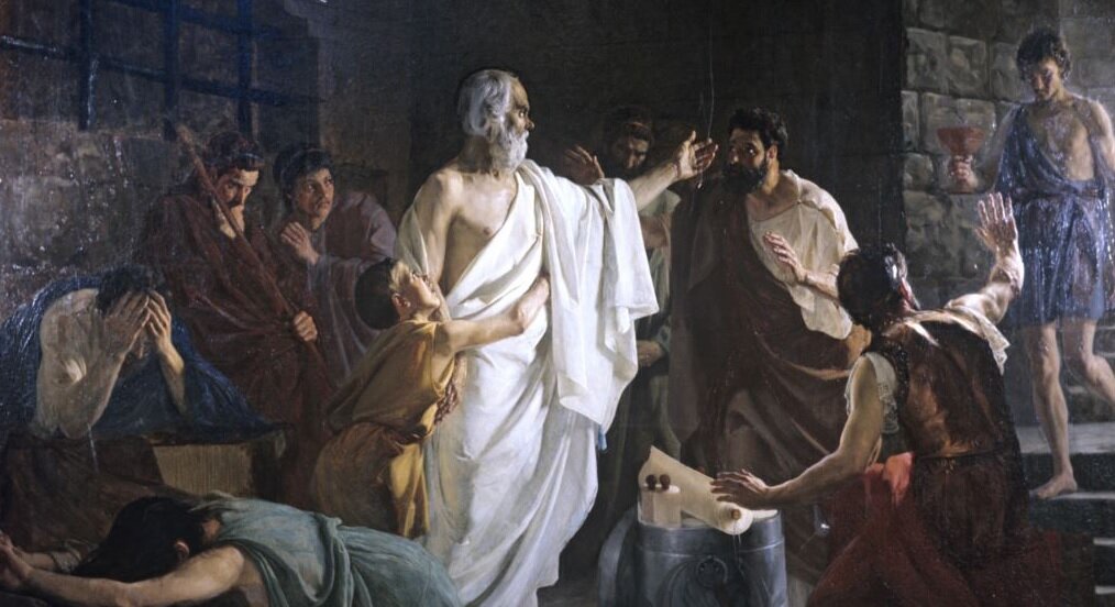 Художника не знаю. "Сократ с учениками"