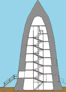 Внутри - семь этажей. 