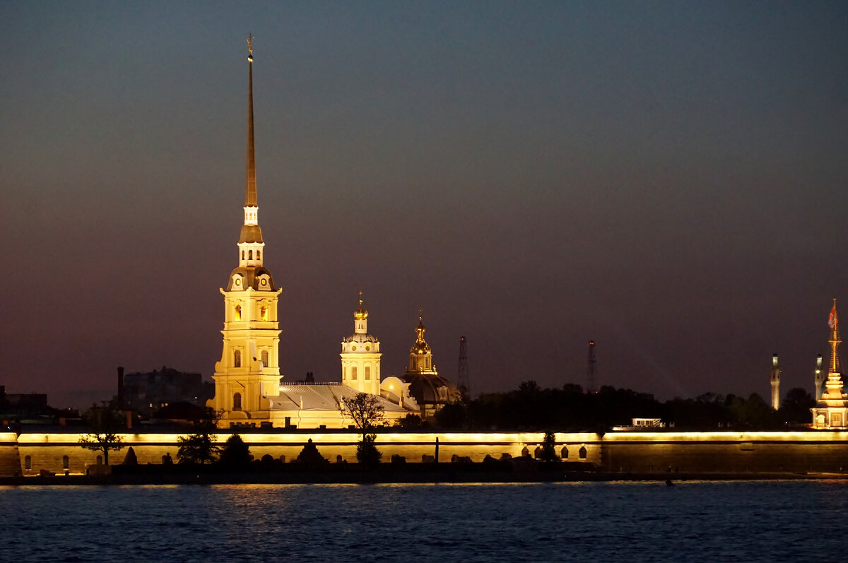 Заячий остров в Санкт Петербурге ночью