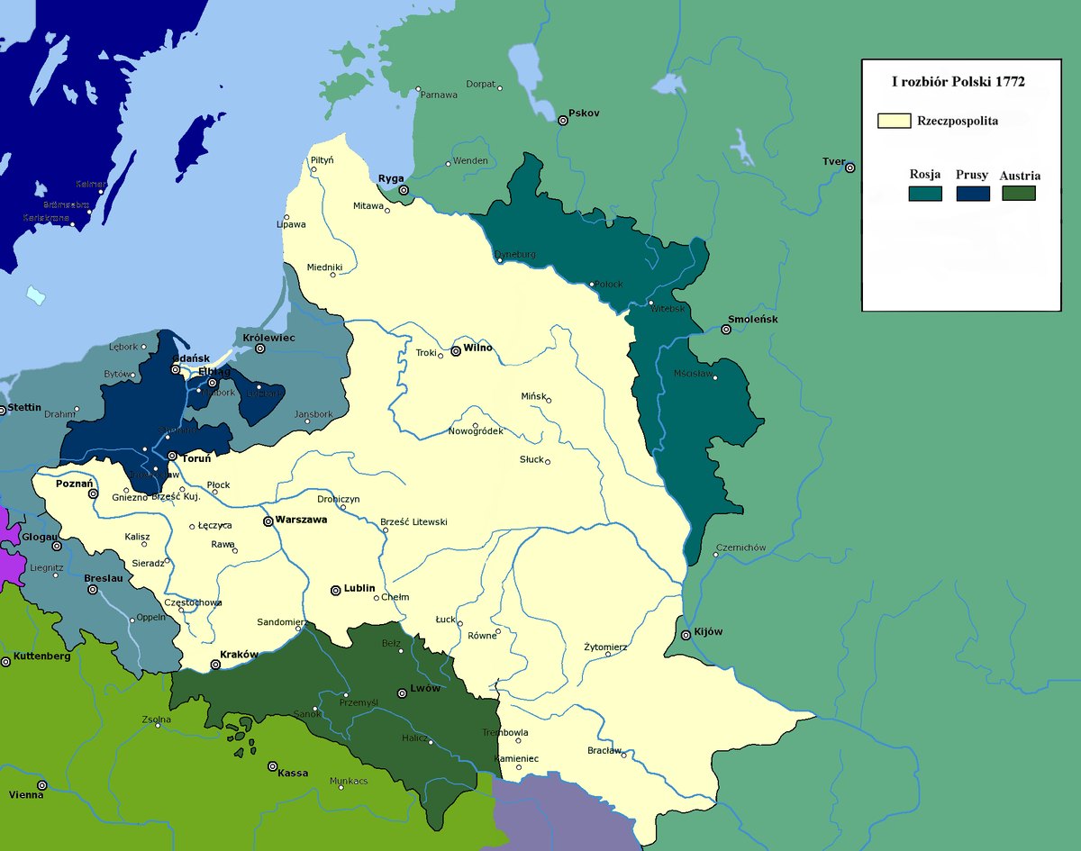 Карта польши в 1772 году границы