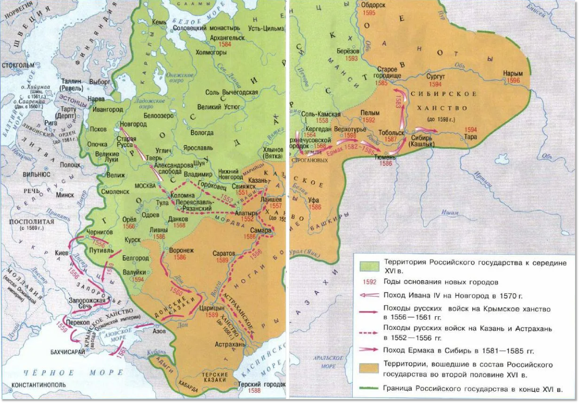 Расширение границ России после исторической победы при Молодях.