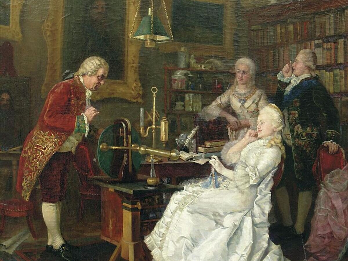    Репродукция картины Ивана Федорова "Императрица Екатерина II у М.В. Ломоносова"© Public domain