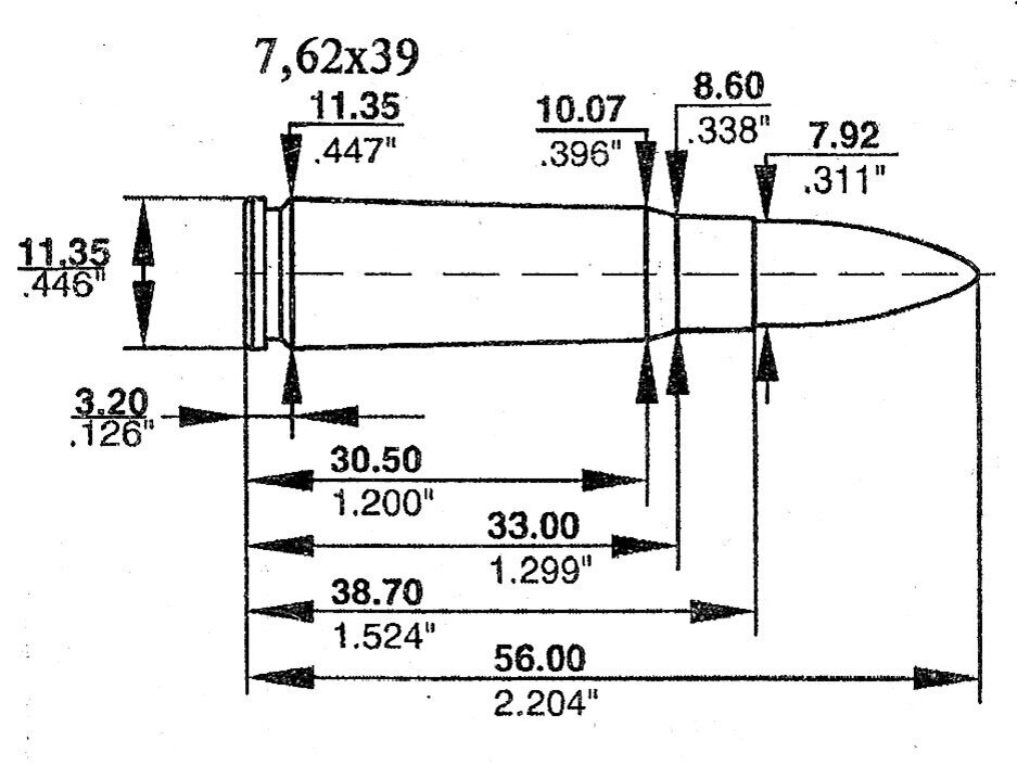 Чертеж патрона 7 62 - 90 фото