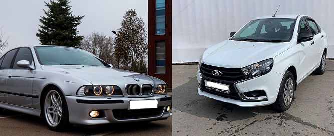 BMW e39 2001 год и LADA Vesta