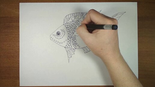 Абстракция карандашом.Рыбка. Зентангл