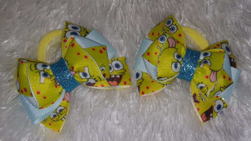 Бантик из репсовой ленты на резинке Канзаши для начинающих Grosgrain ribbon bow Laco de fita