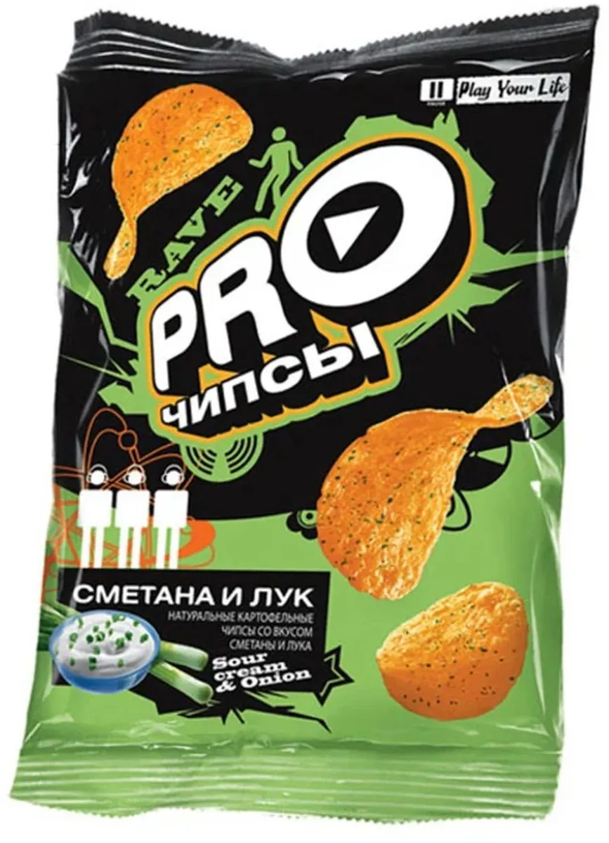Чипсы PRO-чипсы со вкусом "Сметаны и лука" 150 г.