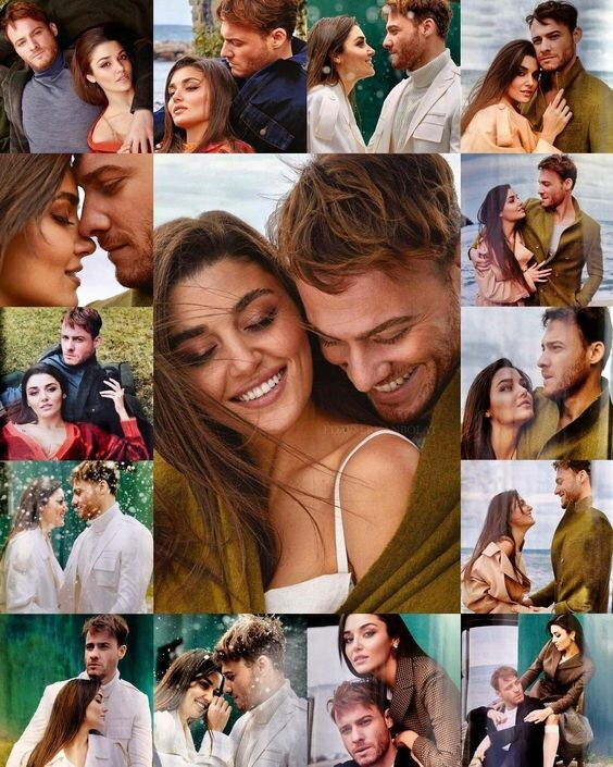 Кадры с фотосессий к сериалу "Постучи в мою дверь" (Эда Йылдыз / Эрчел, Ханде и Серкан Болат / Бюрсин, Керем)