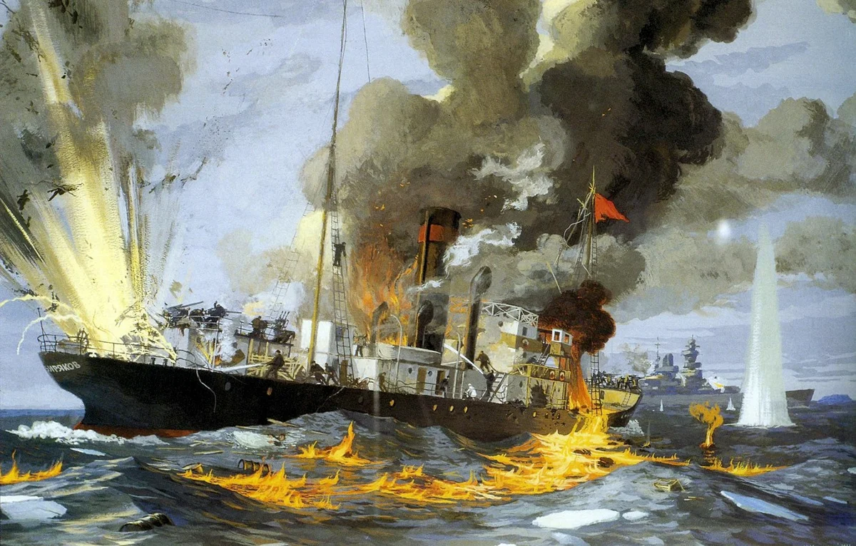 1942, 25 августа - Пароход «Александр Сибиряков» геройски погиб в неравном бою с немецким тяжелым крейсером «Адмирал Шеер» в Карском море