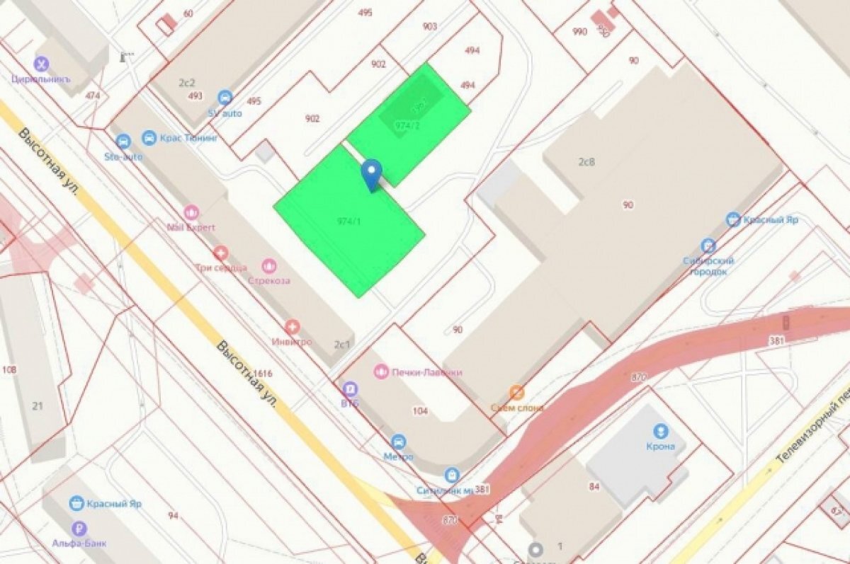    Красноярская мэрия незаконно продала участок около 3 кв. м. на Высотной