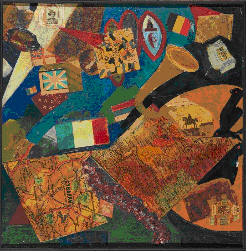 Бурлюк. Коллаж на тему Первой мировой войны. 1915.