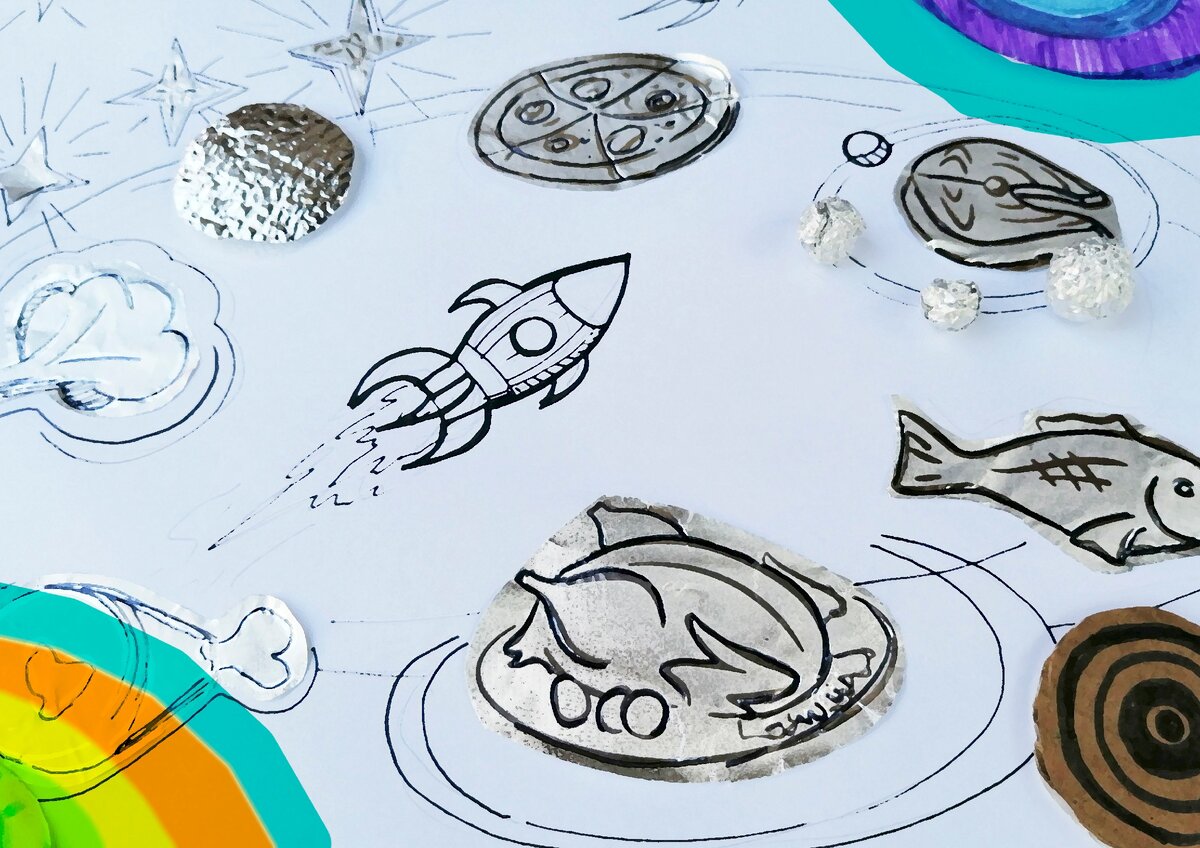 Коллаж с фольгой.