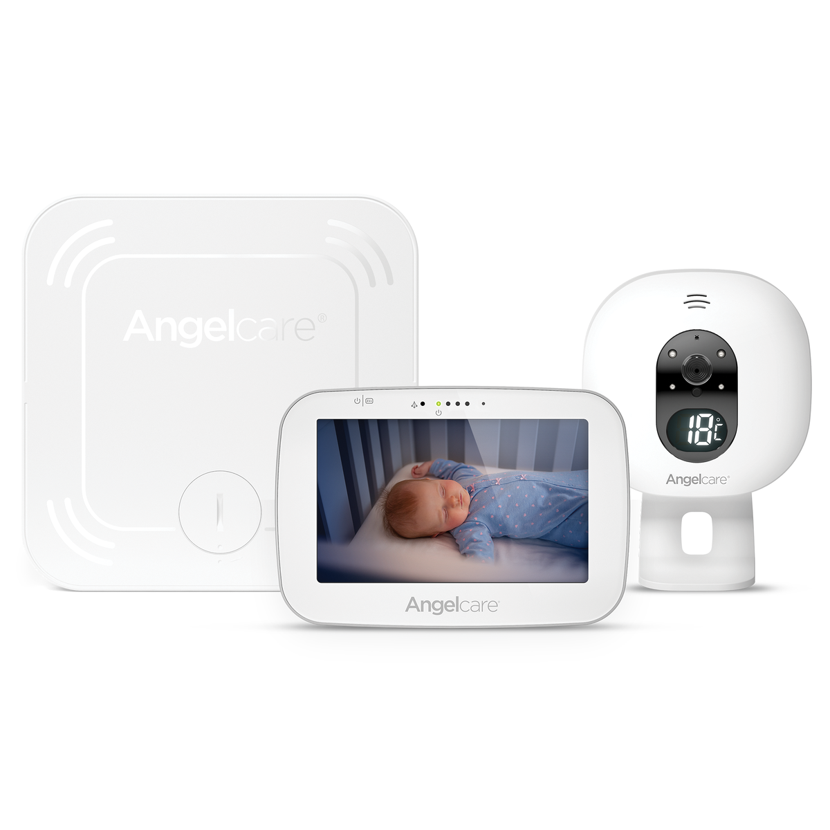 Модель Angelcare AC527: Sensor Pad, родительский блок и детский блок с камерой