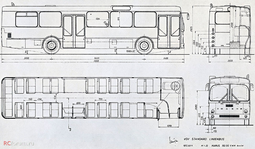 Чертеж автобуса икарус