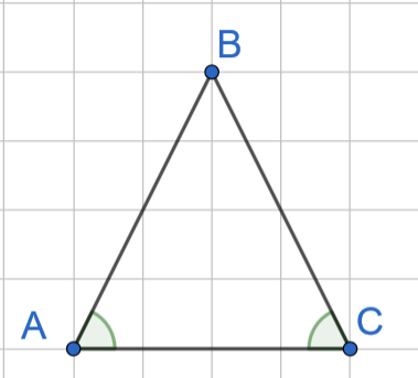 углы при основании равнобедренного тр-ка АВС (АВ=ВС, АС- основание)