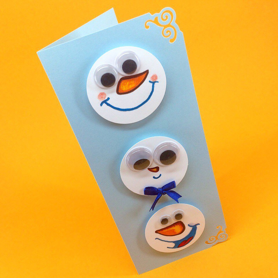 Открытка «Три снеговика» ⛄️⛄️⛄️. Автор Василий Баранов.