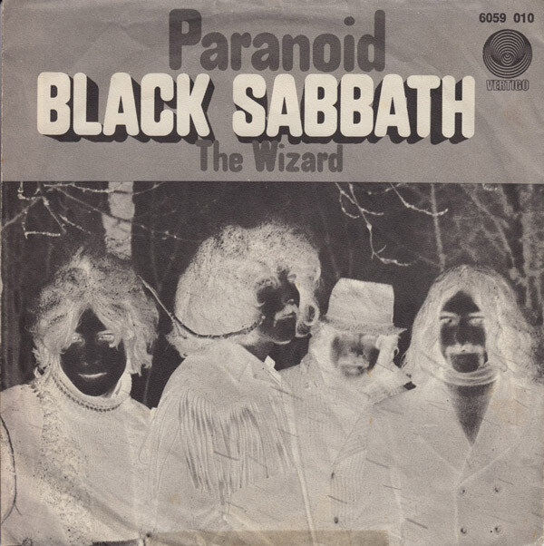 Оригинальная обложка сингла "Paranoid" c би-сайдом "The Wizard".   
