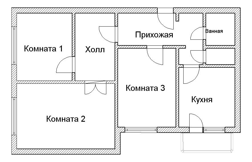 План квартиры с размерами 3х комнатных