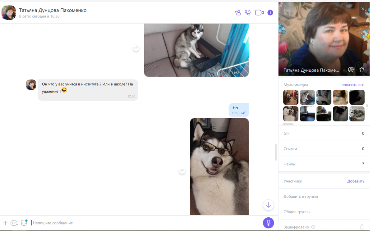 Скришнот общения с бабушкой через Viber