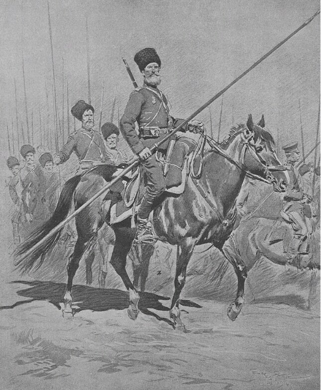 Русский казак, гроза прогрессивных европейцев. Иллюстрация взята из открытых источников. 