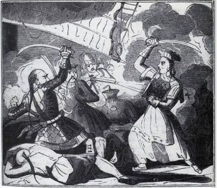 Чжэн Ши (справа) в бою. | Фото: atlasobscura.com.