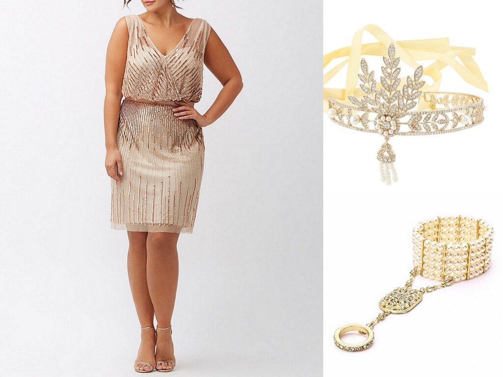 Платье в стиле 20-30-х для полной фигуры типа «Яблоко»