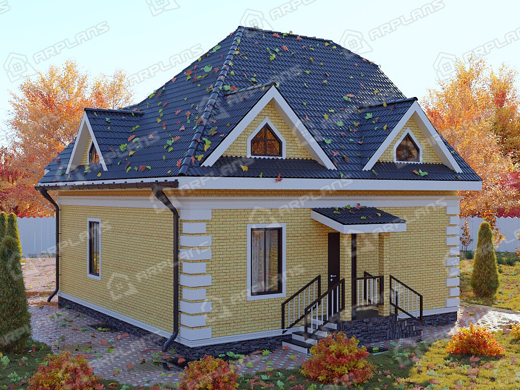 Фото 2 двухэтажного дома из блоков с мансардой, 3 спальнями, эркером и газовой котельной. Общая площадь 130 кв м. Источник arplans.ru Проект К-118