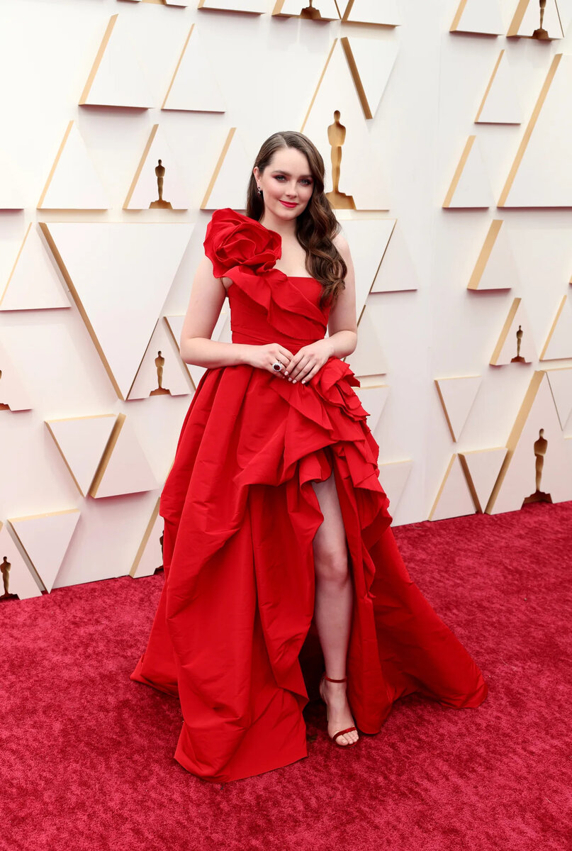 Amy Forsyth in Marchesa gown and Jimmy Choo sandal