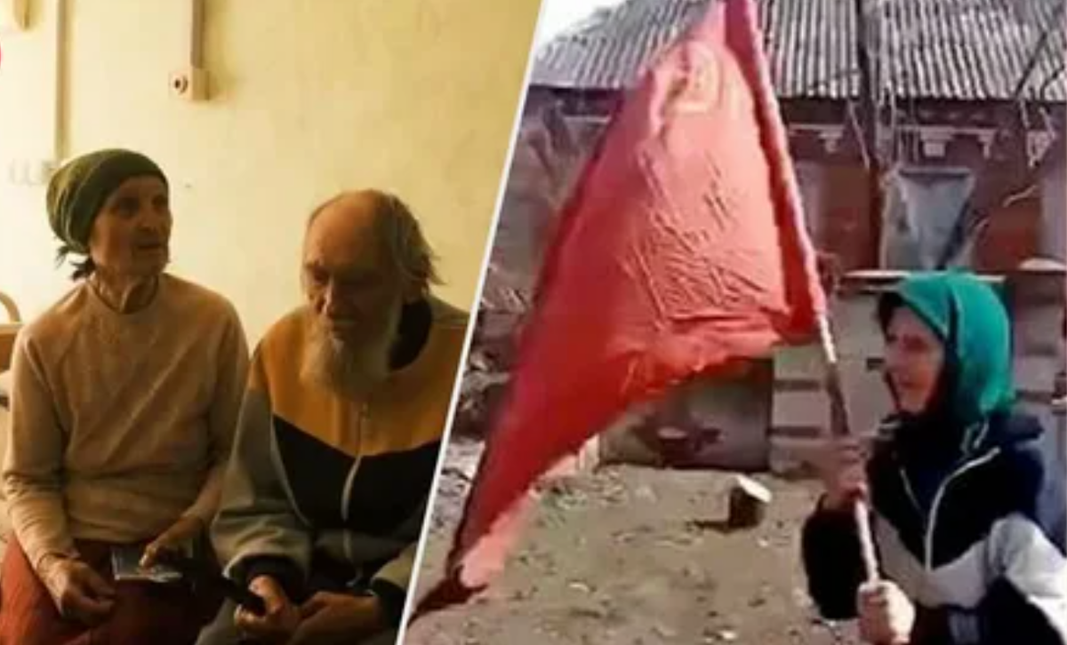 белгородская бабушка с флагом. бабушка с красным флагом на украине. граффити в россии. памятник бабушке с флагом в белгороде. памятник бабушке с красным флагом в мариуполе.