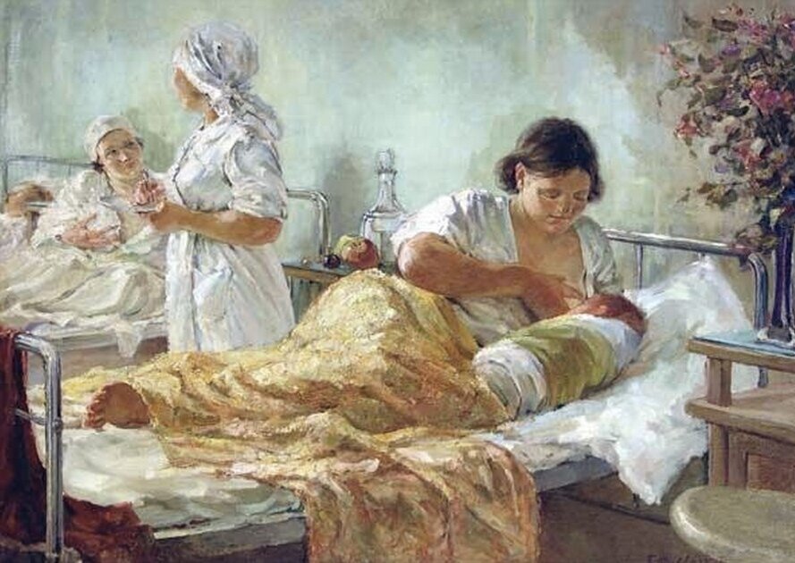 Художник Жарков Б.С. Родился новый человек.