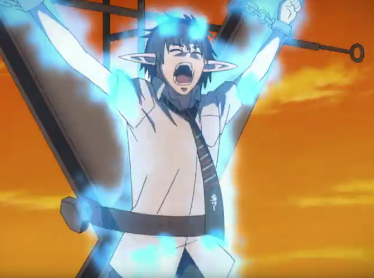 Использованы кадры из аниме "Синий экзорцист";