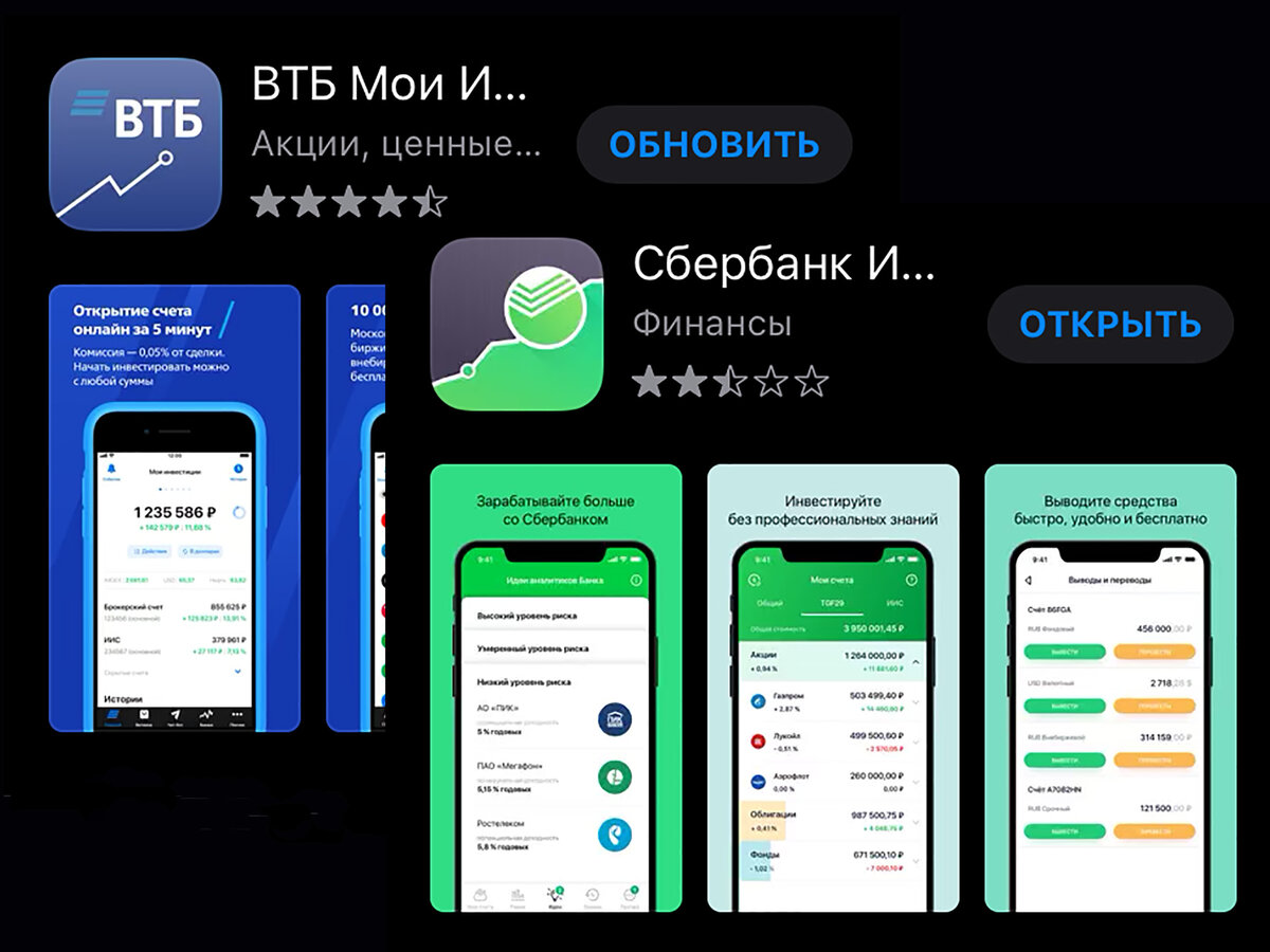 Почему приложение ВТБ Мои Инвестиции круче приложения Сбербанк Инвестор? |  Сохраняю💰Привлекаю🧲Приумножаю📈 | Ольга Трегубова | Дзен