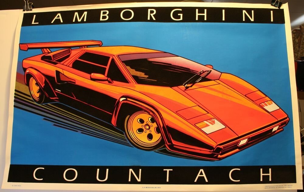 Постер Lamborghini Countach.  Автор фото "pinterest.co.uk"