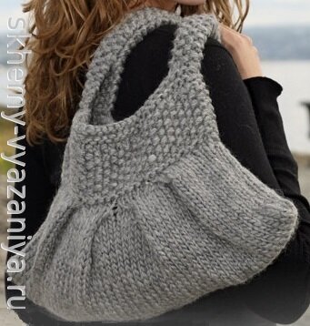 Сумка крупной вязки с жемчужным узором