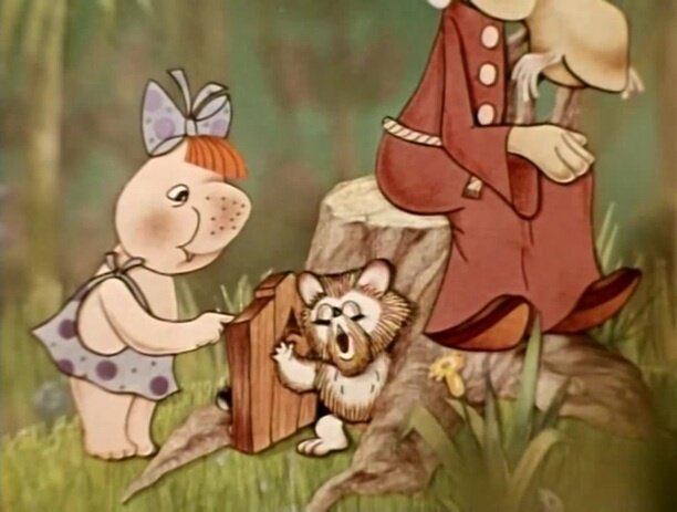  Кадр из мультфильма про муми-тролля "Всё дело в шляпе" 1980г.