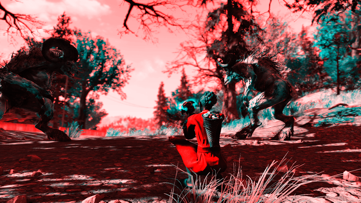 Хорошо, что они меня не заметили в пылу сражения  - скриншот из игры Fallout 76