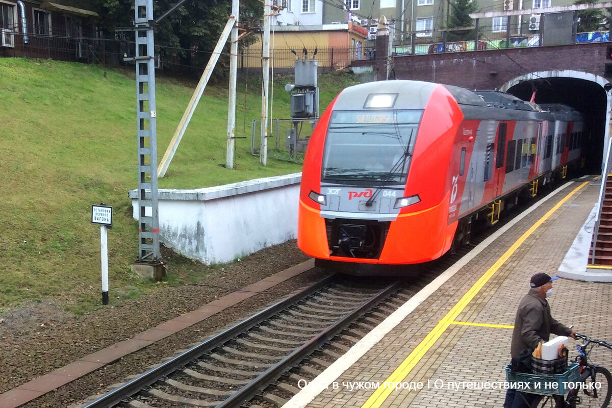 На входе в вокзал проверяют вещи и просят надеть маски. Хотя на перрон можно попасть только через турникет по штрих-коду с билета, в электропоезде его проверяют снова.