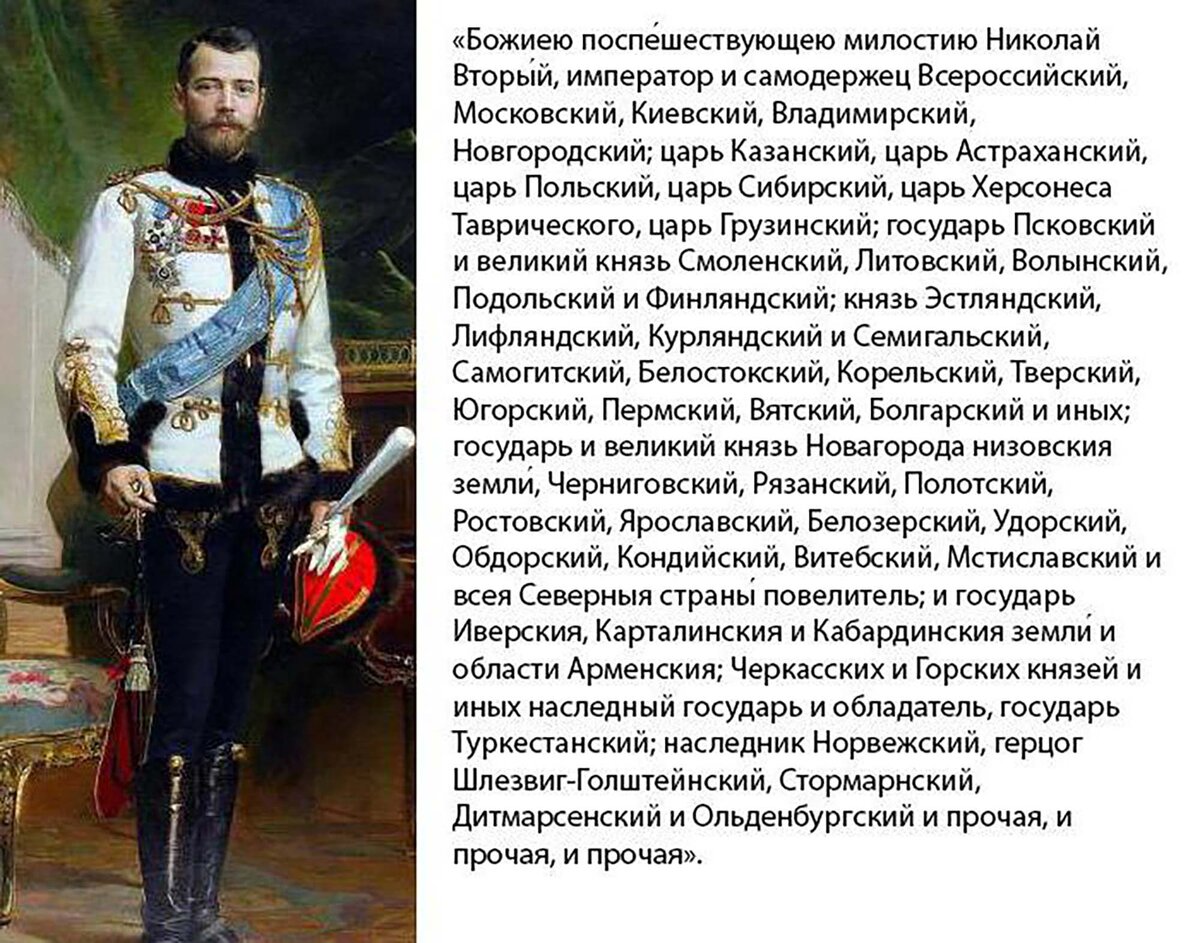 Полный титул российского императора Николая 2