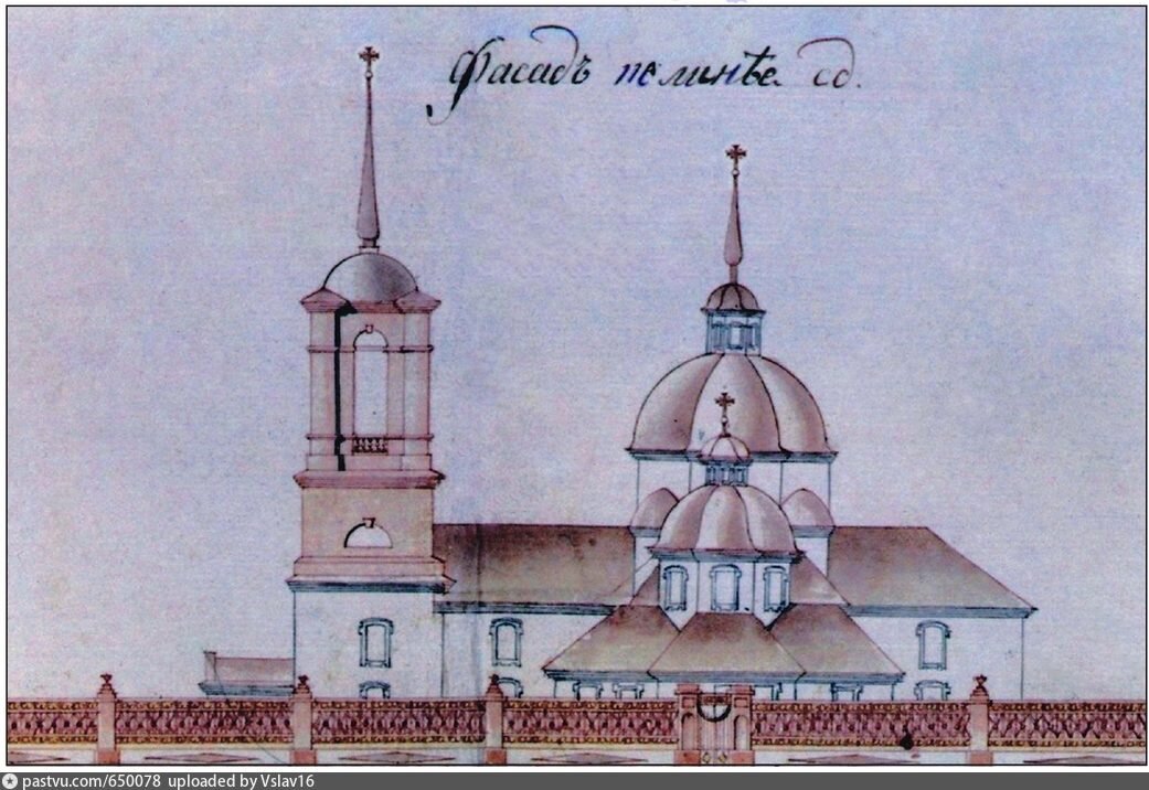 Обмерочный чертеж первоначального вида Покровской церкви. 1818 год.