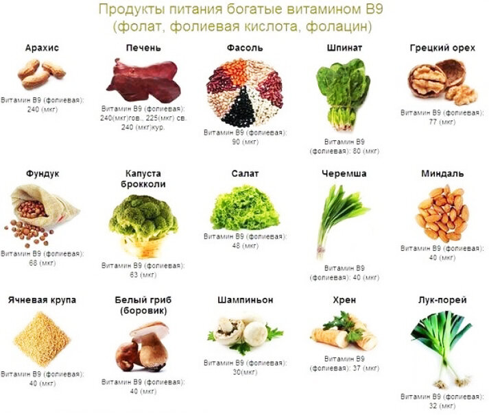 Продукты, богатые фолиевой кислотой