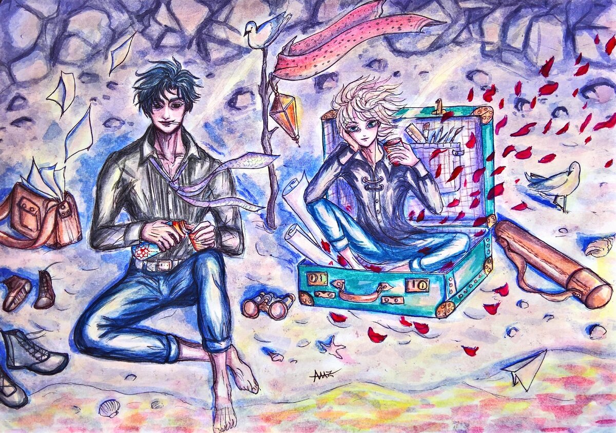 Чернила, акварель