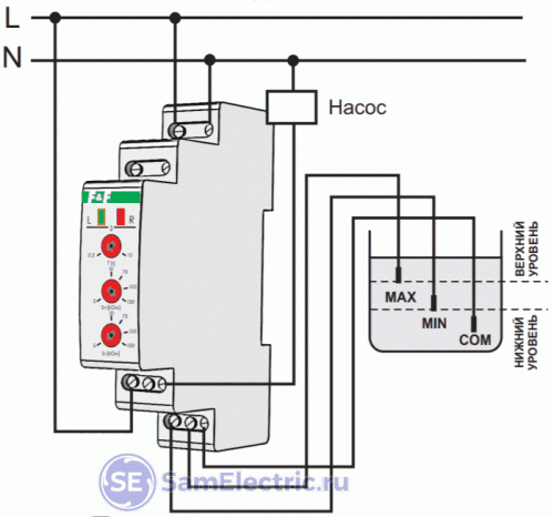 Схема подключения реле уровня 
