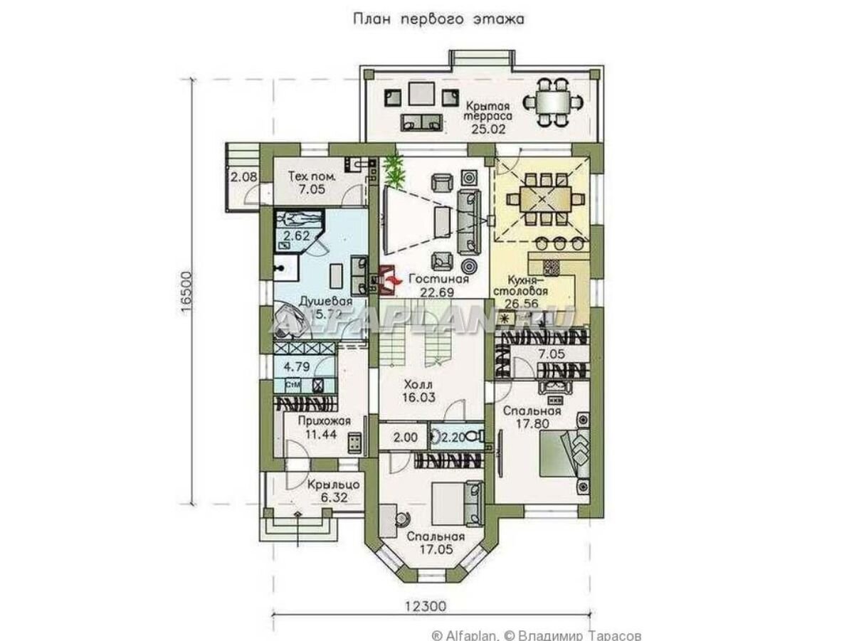 НА СЛАЙД-ШОУ 2 ФОТО: Планировка дома по проекту "Валдай" 306А, 1 этаж