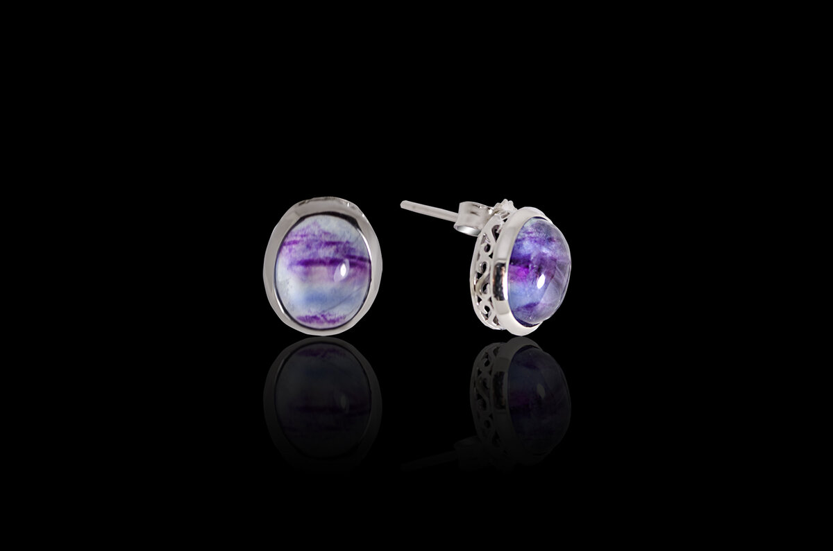 Серьги серебряные с флюоритом