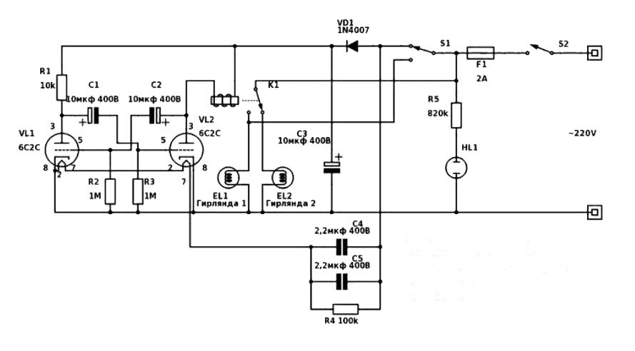 ПЕРЕКЛЮЧАТЕЛЬ ГИРЛЯНД на Лампах