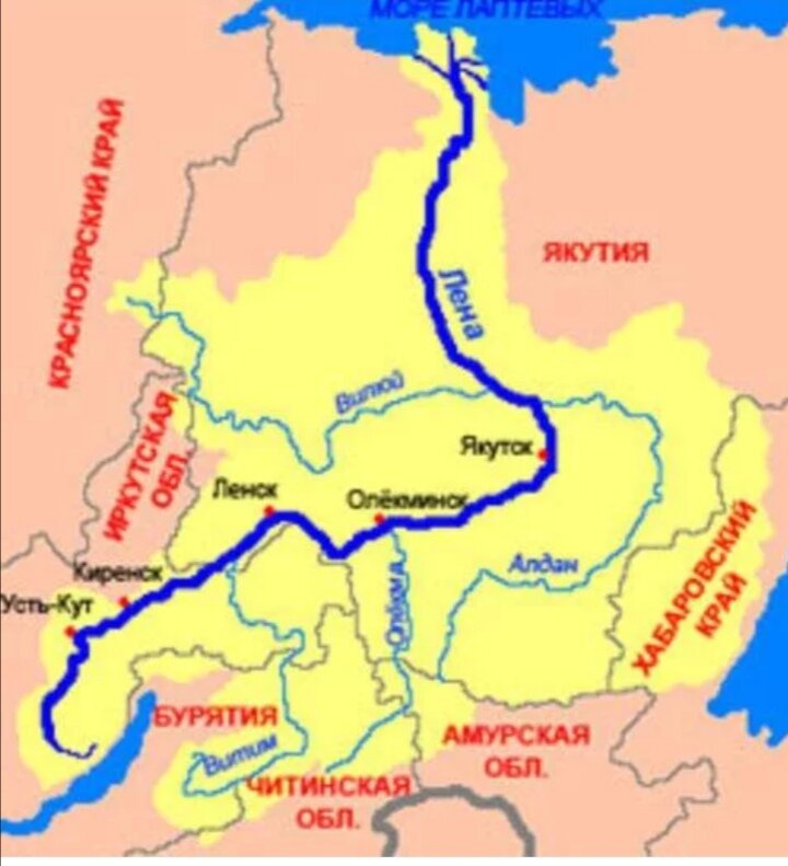 Куда впадает река лена. Исток реки Лена на карте России. Река Лена на карте России с городами. Река Лена на карте России Исток и Устье. Исток реки Лена на карте.